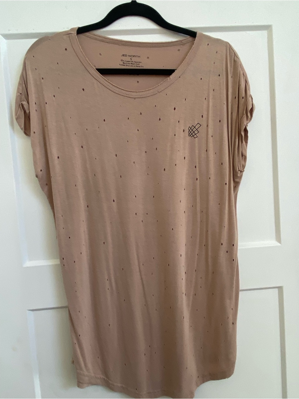 Jed North Beige Short Sleeve Tee with Micro-Dot Detail